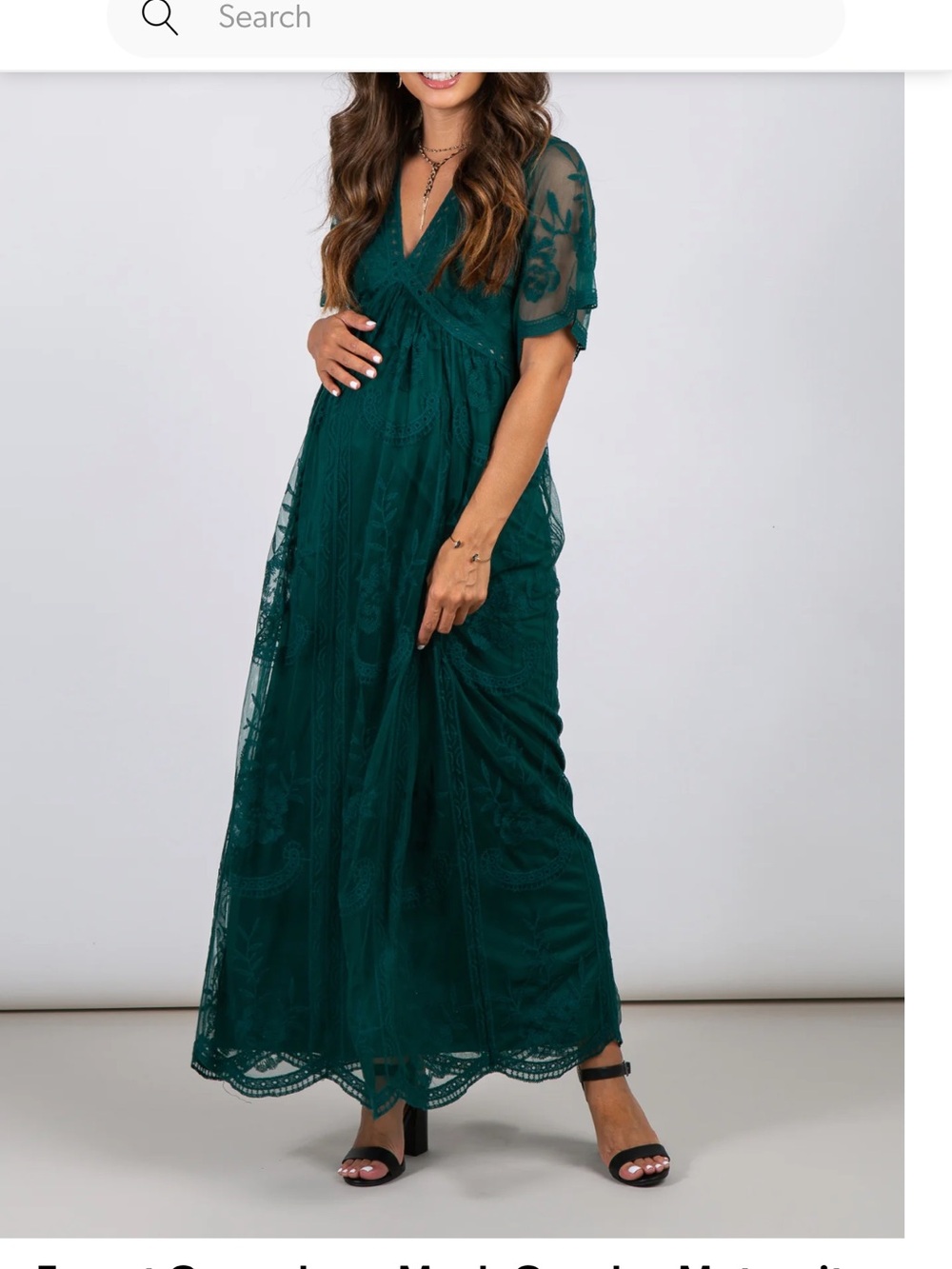 PInkblush Forest Green Lace Mesh Overlay Maxi Dress size medium